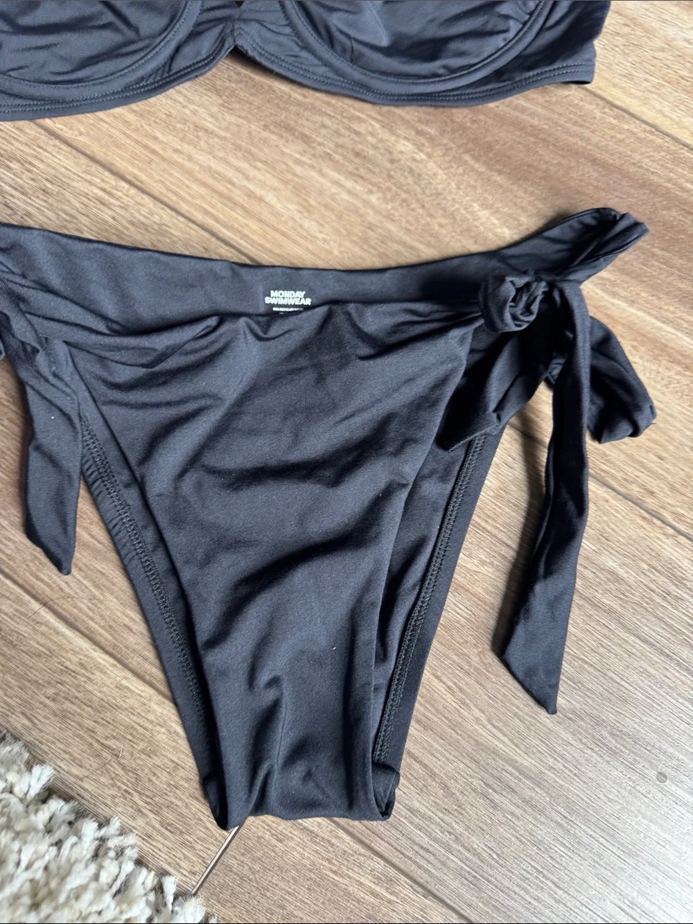 Monday Swimwear Black and Cream Two-Piece Bikini Set